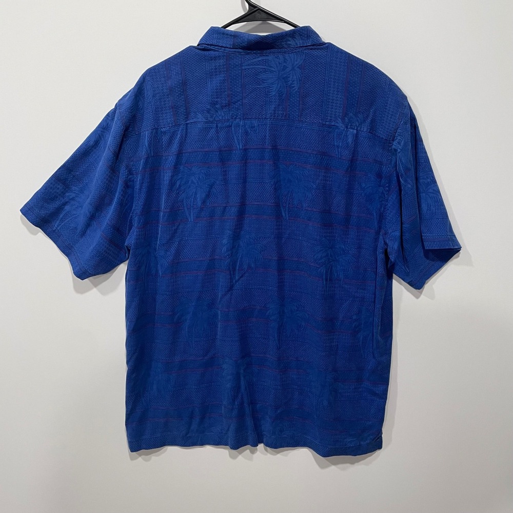 Tommy Bahama Original Fit Men's Blue Palm Tree Silk‎ S/S Button Up Shirt L - Picture 5 of 7